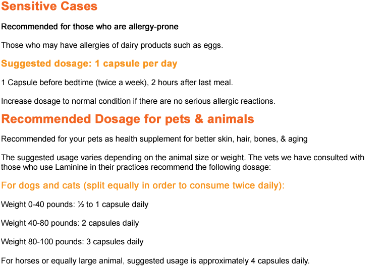 laminine dosage sensitive conditions